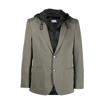 Karl Lagerfeld Urban Street Social SS23 Layered Single-Breasted Jacket Grey Men 15538410521000540