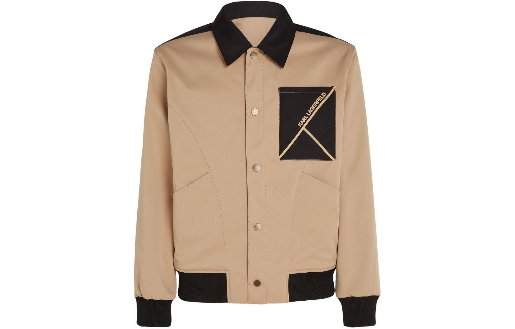 Karl Lagerfeld Urban Street SS24 Bicolor Logo Print Reversible Bomber Jacket Beige 241M1502698