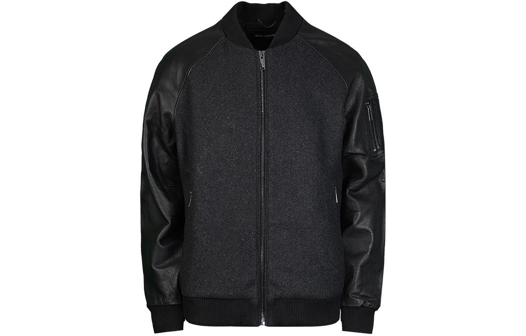 Karl Lagerfeld Urban Street Style Zip-Up Jacket Black Long Sleeve LM1J4923