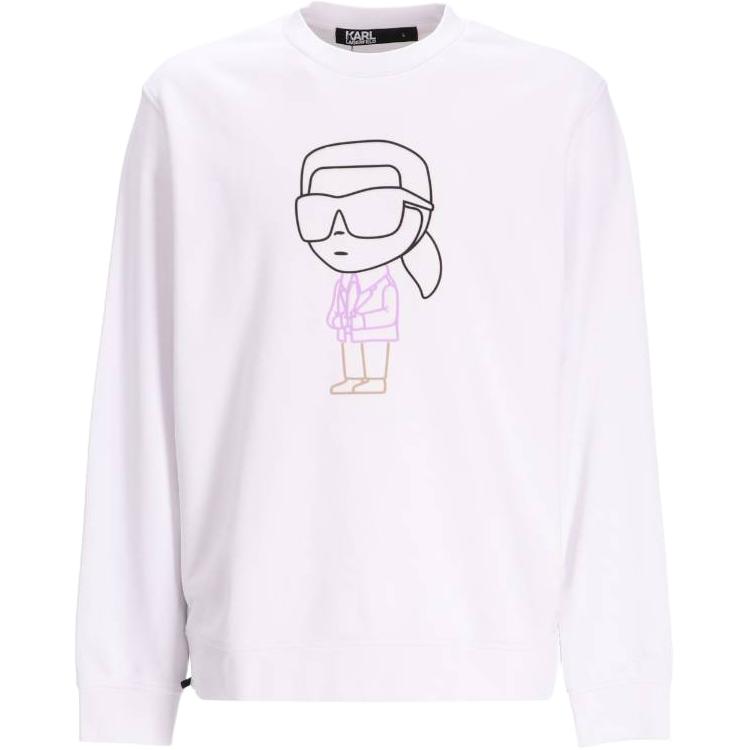 Karl Lagerfeld White Cartoon Graphic Crewneck Long Sleeve Sweatshirt 705400533910-10