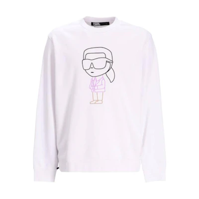 Karl Lagerfeld White Cartoon Graphic Crewneck Long Sleeve Sweatshirt 705400533910-10