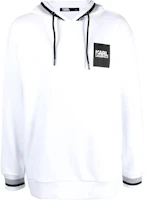 Karl Lagerfeld White Colorblock Logo Print Hoodie for Men 705180521900 Karl Lagerfeld White Colorblock Logo Print Hoodie for Men 705180521900