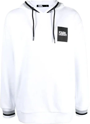 Karl Lagerfeld White Colorblock Logo Print Hoodie for Men 705180521900 Buy Karl Lagerfeld White Colorblock Logo Print Hoodie for Men 705180521900