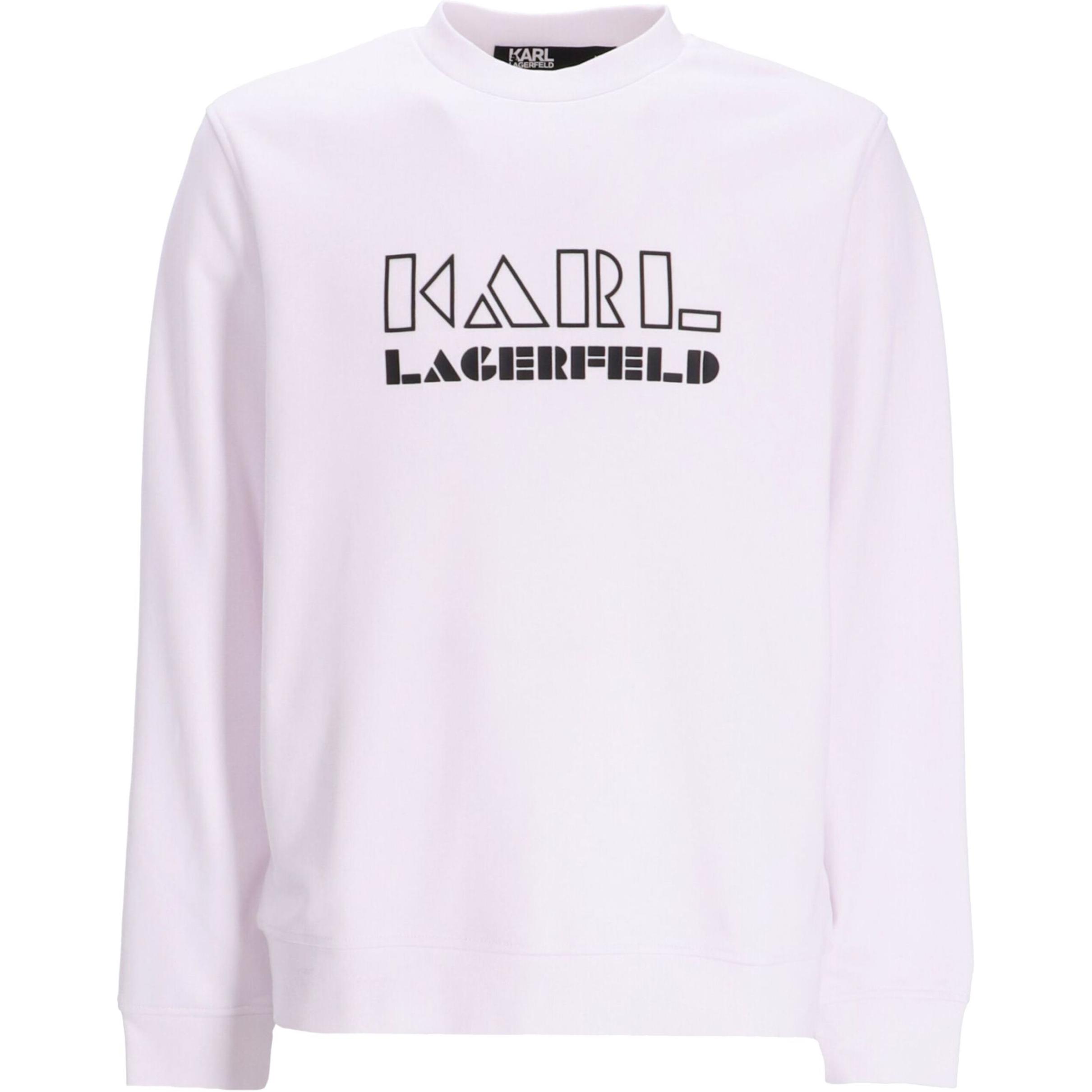 Karl Lagerfeld White Crewneck Sweatshirt with Letter Print - 705060533910-19