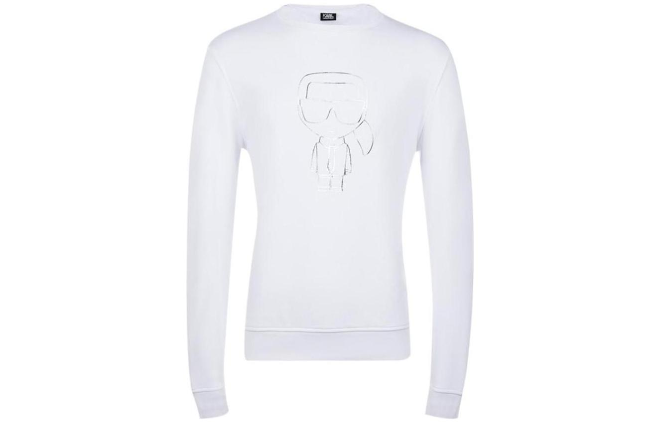 Karl Lagerfeld White Crewneck Sweatshirt with Logo Print KL705080511900BAW