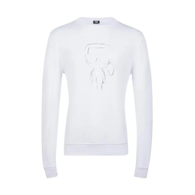 Karl Lagerfeld White Crewneck Sweatshirt with Logo Print KL705080511900BAW
