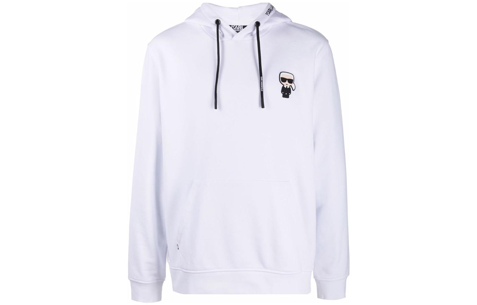 Karl Lagerfeld White Hoodie with Logo Patch Design 70503151291010
