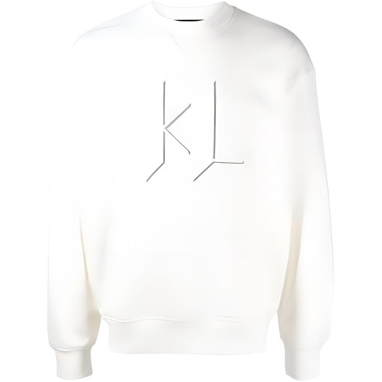 Karl Lagerfeld White Logo Graphic Crewneck Sweatshirt Long Sleeve 225M2182110