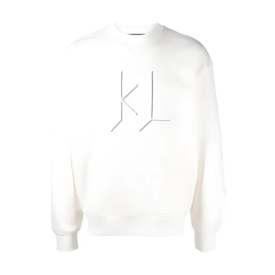 Karl Lagerfeld White Logo Graphic Crewneck Sweatshirt Long Sleeve 225M2182110