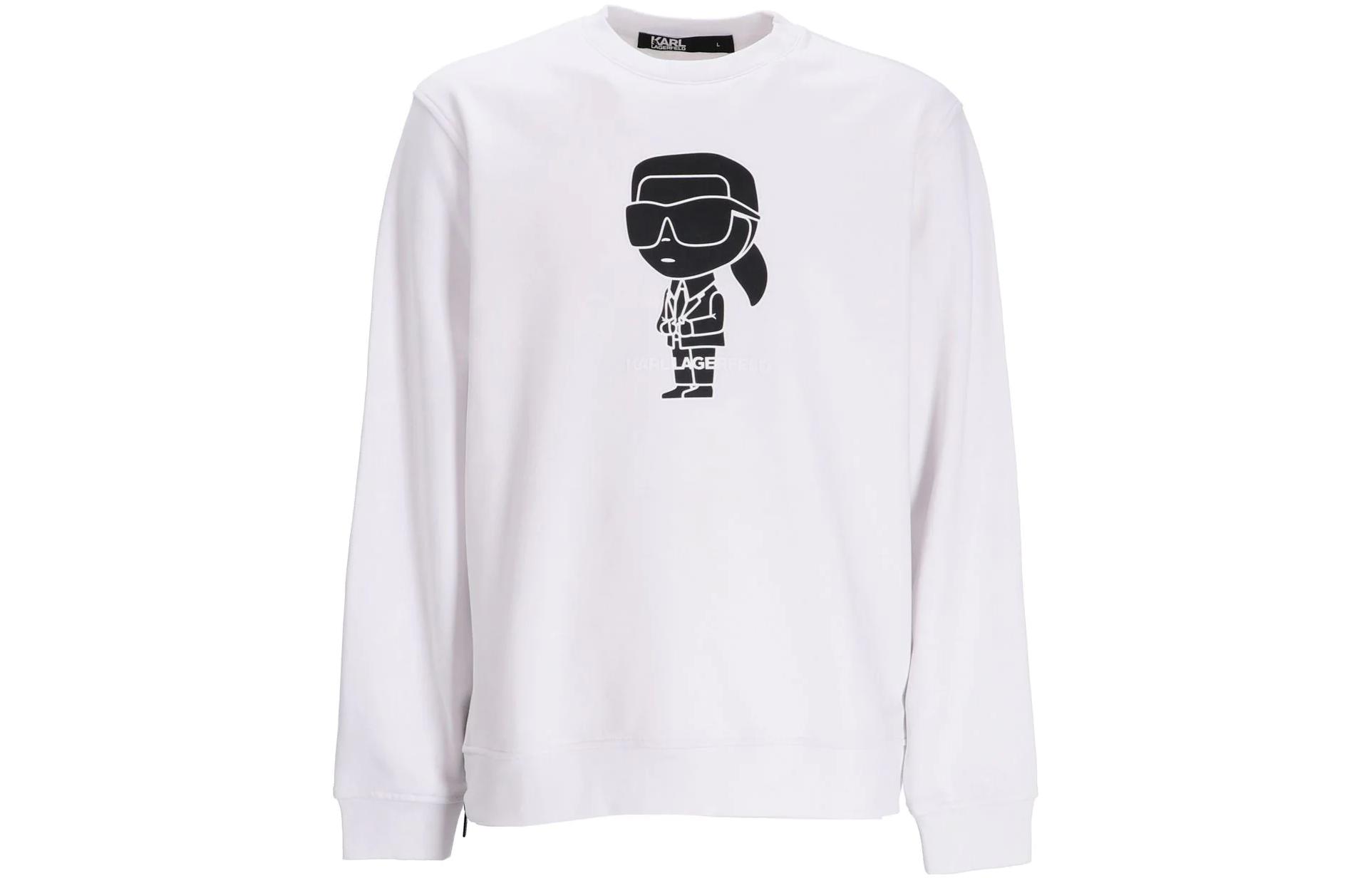Karl Lagerfeld White Logo Print Pullover Crewneck Sweatshirt 70508953190010