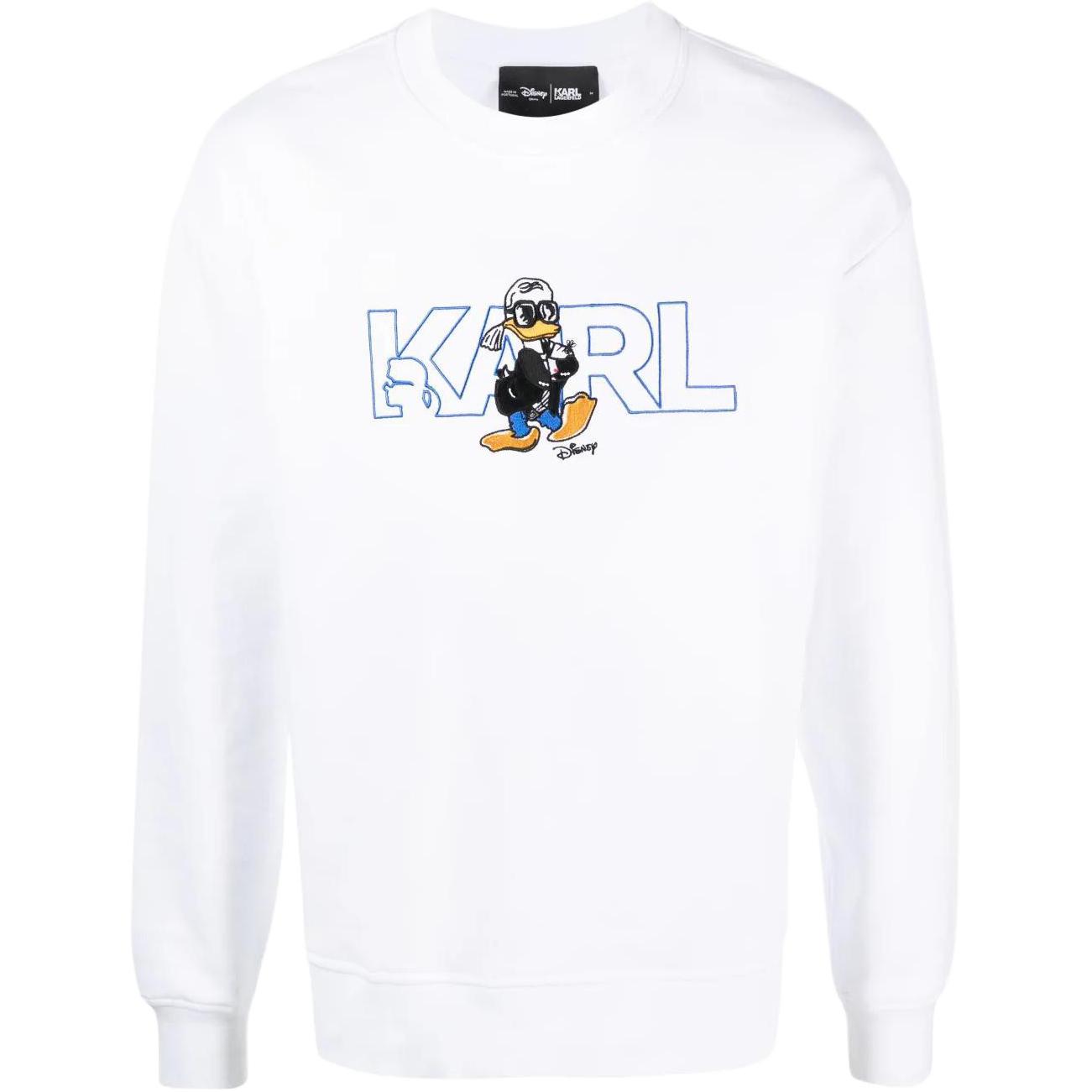 Karl Lagerfeld Disney Duck Logo Graphic Crewneck Sweatshirt White 705098532930