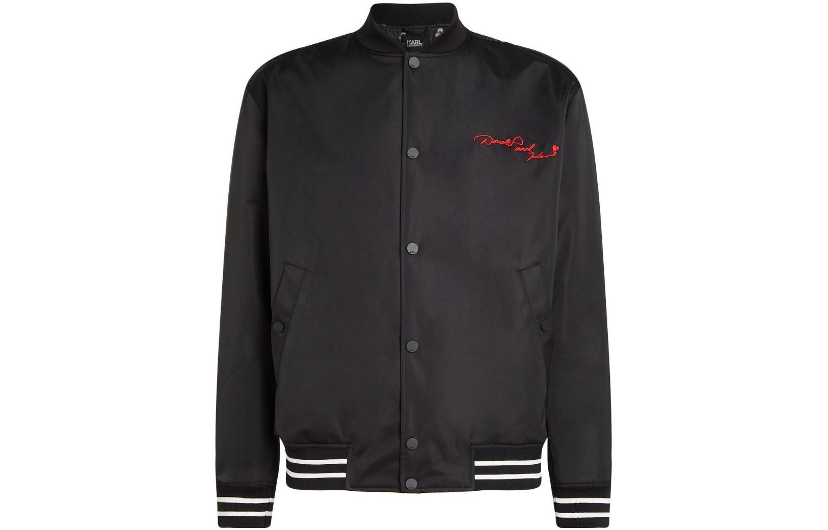 Karl Lagerfeld Disney SS23 Black Embroidered Logo Pilot Jacket Menswear 231M1493999