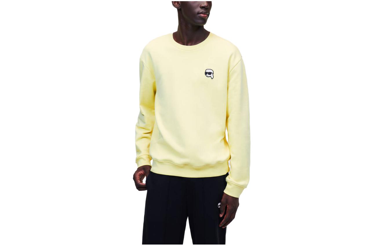 Karl Lagerfeld Yellow Pullover Sweater with Cartoon Embroidery 230M1801615