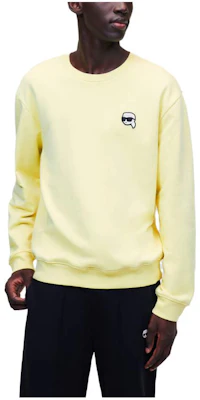 Karl Lagerfeld Yellow Pullover Sweater with Cartoon Embroidery 230M1801615 Buy Karl Lagerfeld Yellow Pullover Sweater with Cartoon Embroidery 230M1801615