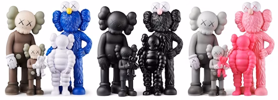 KAWS Family Vinyl Figures Set Brown/Blue/White/Black/Grey/Pink
