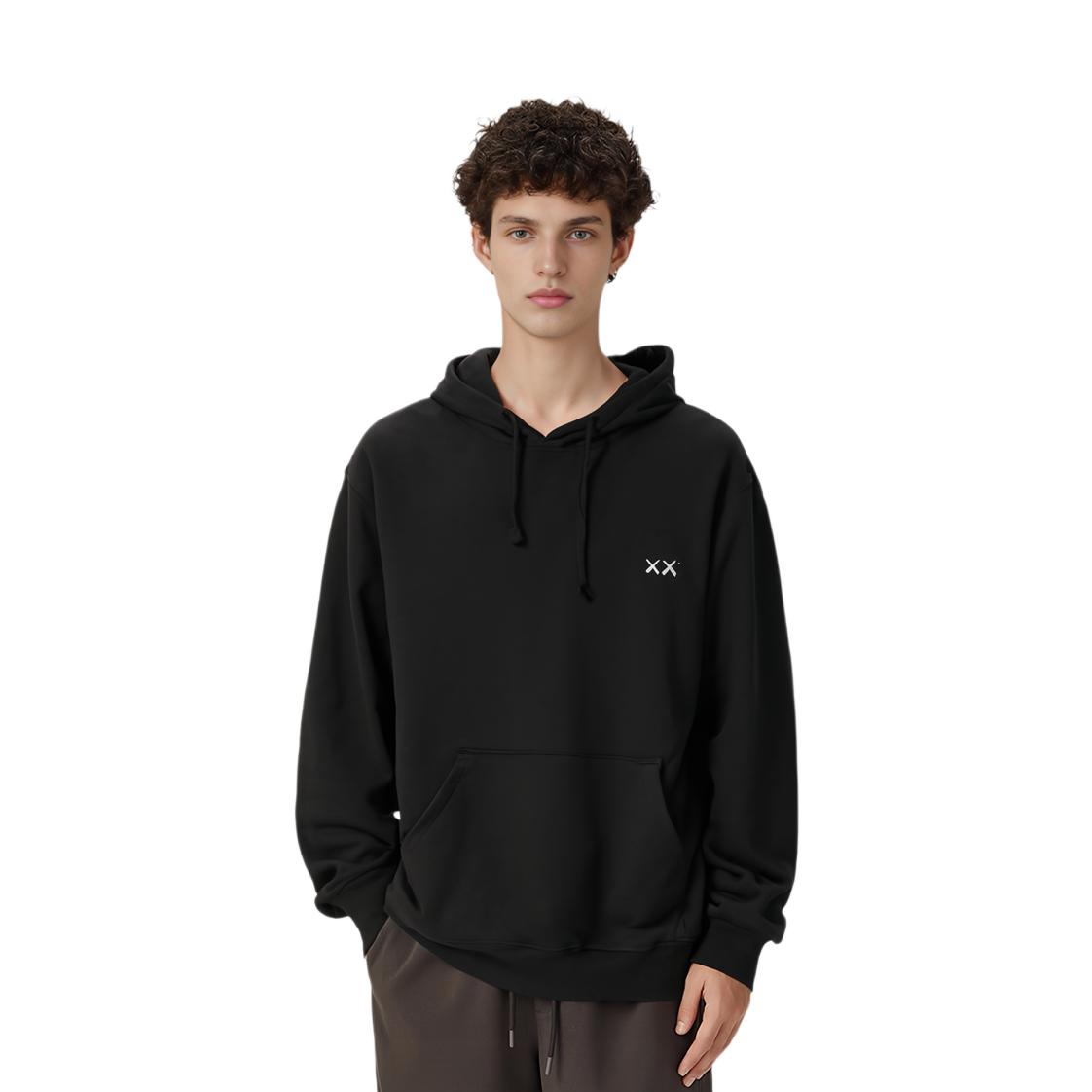 Shop KAWS FW24 Shanghai Limited Reflective Logo Hoodie Unisex Black 24A130KS2HBK