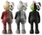 KAWS Tokyo First Flayed Companion Keychain Brown/Gray/Black Set 2021