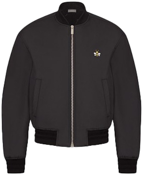 kaws-x-dior-bee-nylon-bomber-jacket-black