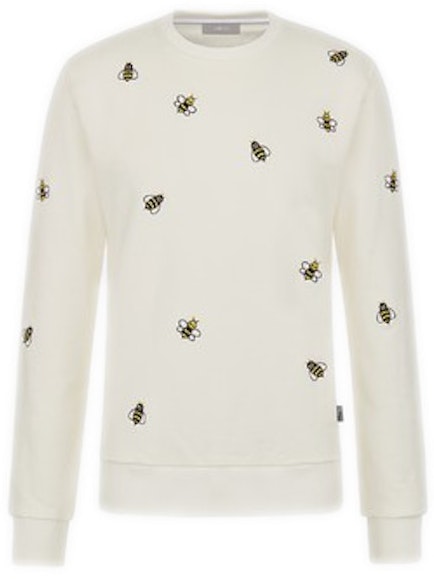 kaws-x-dior-embroidered-bees-crewneck-sweatshirt-white
