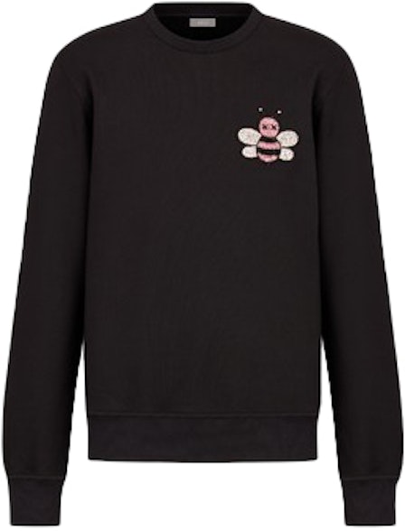 kaws-x-dior-jeweled-bee-crewneck-sweatshirt-black
