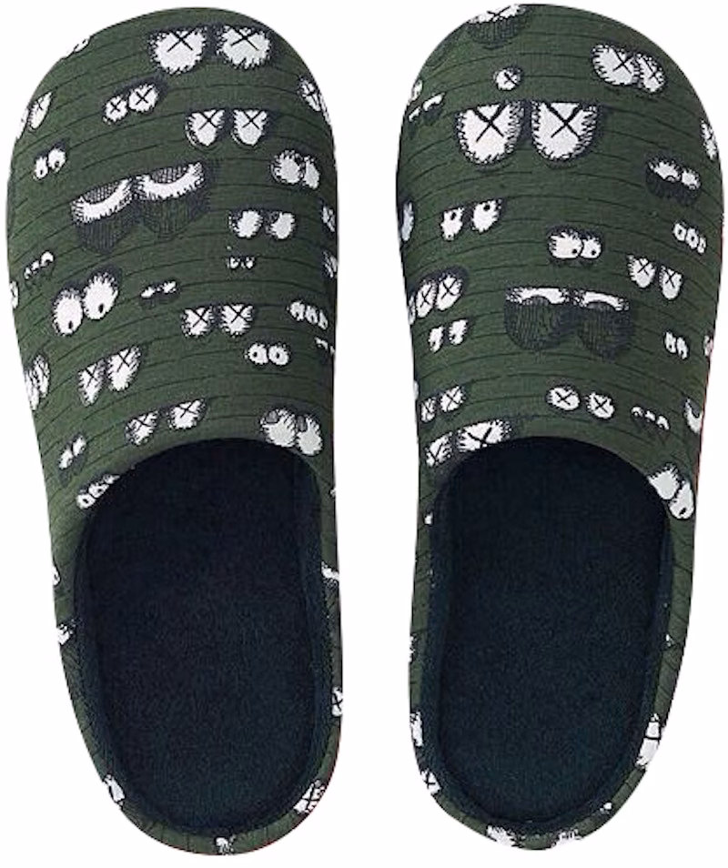 kaws-x-uniqlo-eyes-room-shoes-olive