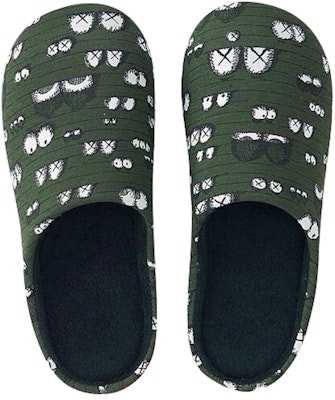 KAWS x Uniqlo Eyes Room Shoes Olive Buy KAWS x Uniqlo Eyes Room Shoes Olive