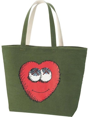 KAWS x Uniqlo Heart Tote Bag Olive Buy KAWS x Uniqlo Heart Tote Bag Olive