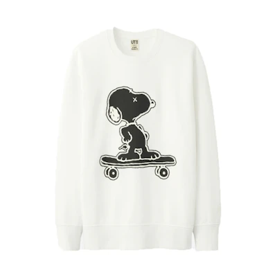 KAWS Uniqlo Peanuts Snoopy Skateboarding Sweatshirt (US Size) White