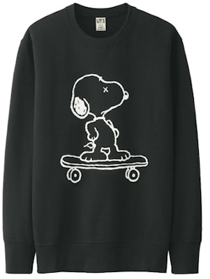 KAWS x Uniqlo x Peanuts Snoopy Skateboarding Sweatshirt Black Buy KAWS x Uniqlo x Peanuts Snoopy Skateboarding Sweatshirt Black