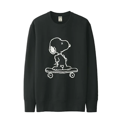KAWS Uniqlo Peanuts Snoopy Skateboarding Sweatshirt Black