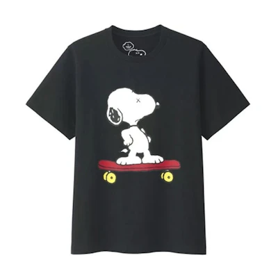 KAWS Uniqlo Peanuts Snoopy Skateboarding Tee (JP Size) Black