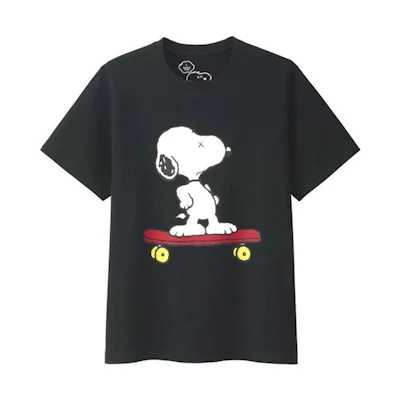 KAWS Uniqlo Peanuts Snoopy Skateboarding Tee (US Size) Black