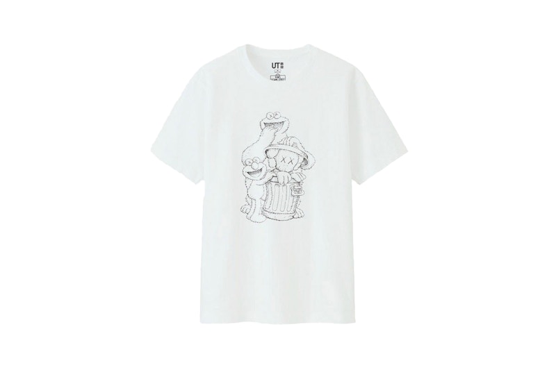 KAWS x Uniqlo x Sesame Street Companion Trash Can Outline Tee (US Sizing) White