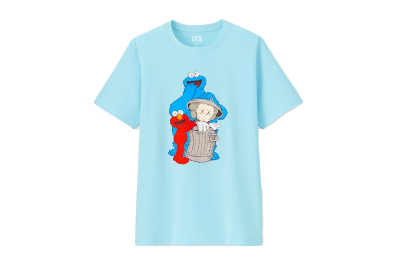 KAWS x Uniqlo x Sesame Street Companion Trash Can Tee (US Sizing) Light Blue
