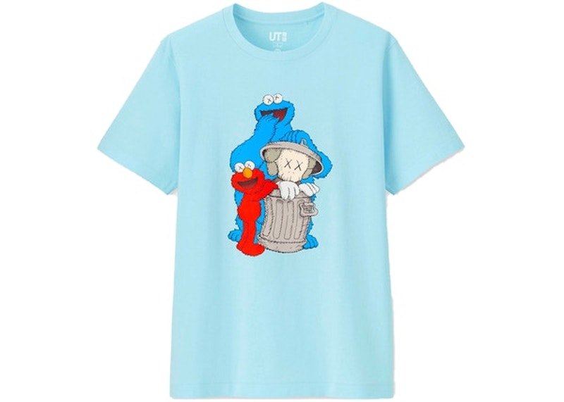 KAWS x Uniqlo x Sesame Street Companion Trash Can Tee (Japanese Sizing) Light Blue