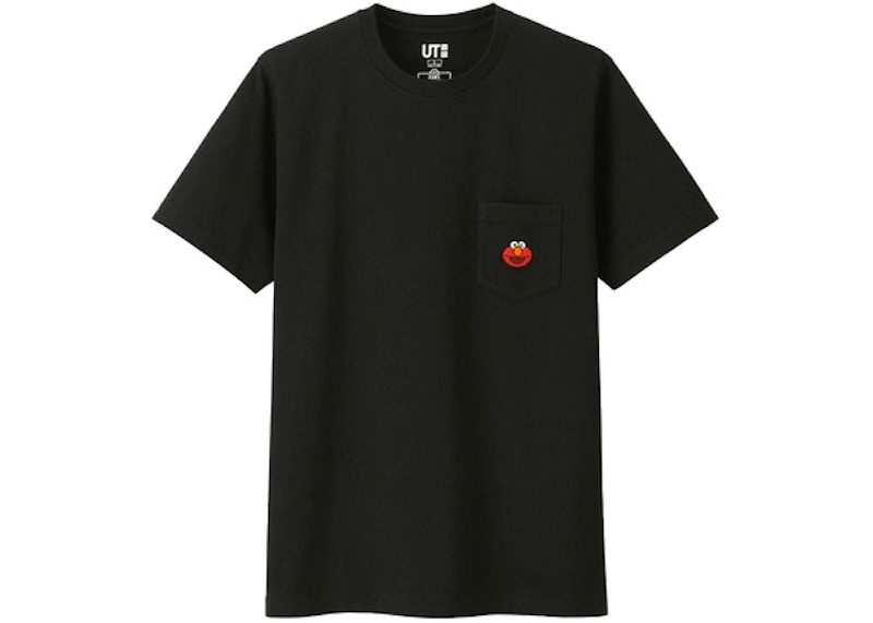 KAWS x Uniqlo x Sesame Street Elmo Pocket Tee (Japanese Sizing) Black