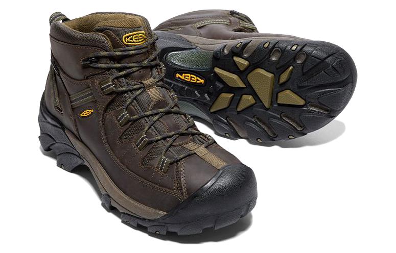 Shop KEEN TARGHEE II MID WP 圓頭舒適 防滑耐磨 中幫 戶外功能鞋 男款 褐色