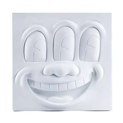 Keith Haring Medicom Three Eyed Smiling Face Statue Figure White