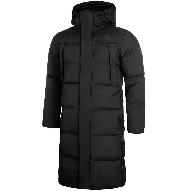 KELME Outdoor Windproof Hooded Long Down Coat Unisex Winter Jacket 8161YR1003