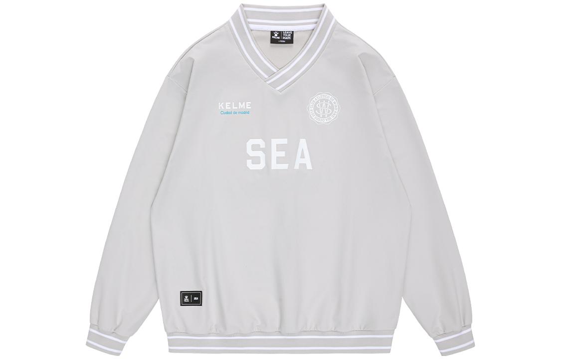 Kelme x WIND AND SEA Letter Print V-Neck Pullover Sweatshirt 9314TX1019