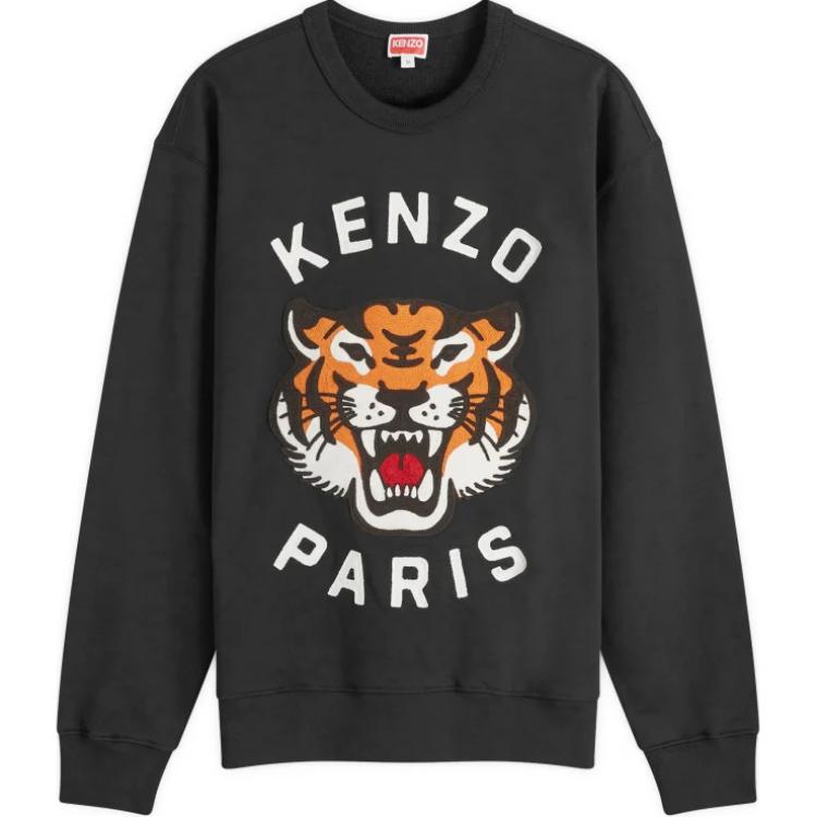 KENZO  Animal Print Crewneck Long Sleeve Sweatshirt Black FE68SW1064MF-99J