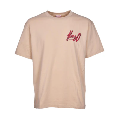 KENZO Beige Crewneck Letter Print Short Sleeve T-Shirt. FD65TS1194SG-12