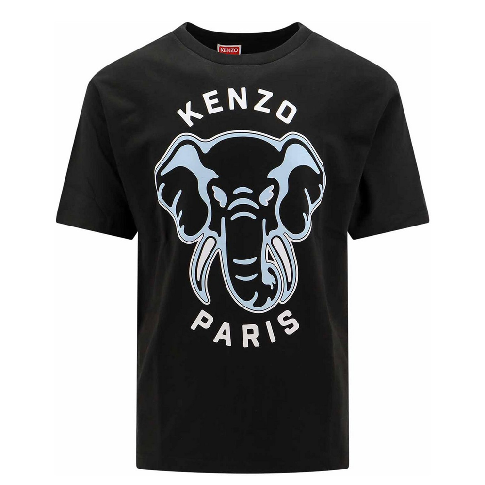 KENZO  Black Animal Letter Print Crew Neck Slim Fit T-Shirt FE55TS1894S-G99J
