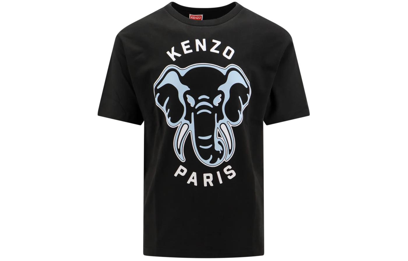 Order KENZO Camiseta Negra Ajustada con Estampado Animal y Letras FE55TS1894S-G99J