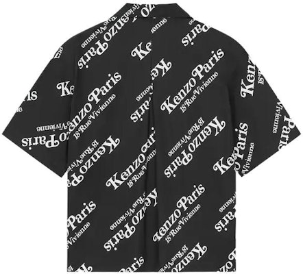 KENZO Kemeja Hitam Kasual Lengan Pendek dengan Butang Huruf. FE55CH1119P4-99 Lookbook KENZO Kemeja Hitam Kasual Lengan Pendek dengan Butang Huruf. FE55CH1119P4-99