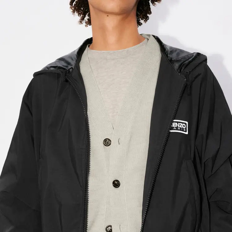 KENZO  Black Casual Windbreaker with Logo, Zipper, and Drawstring Waist. FE55BL1679NR-99 圖 6