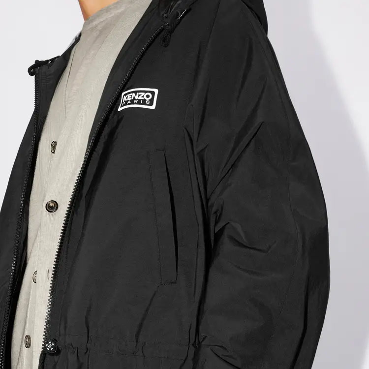 KENZO  Black Casual Windbreaker with Logo, Zipper, and Drawstring Waist. FE55BL1679NR-99 圖 7