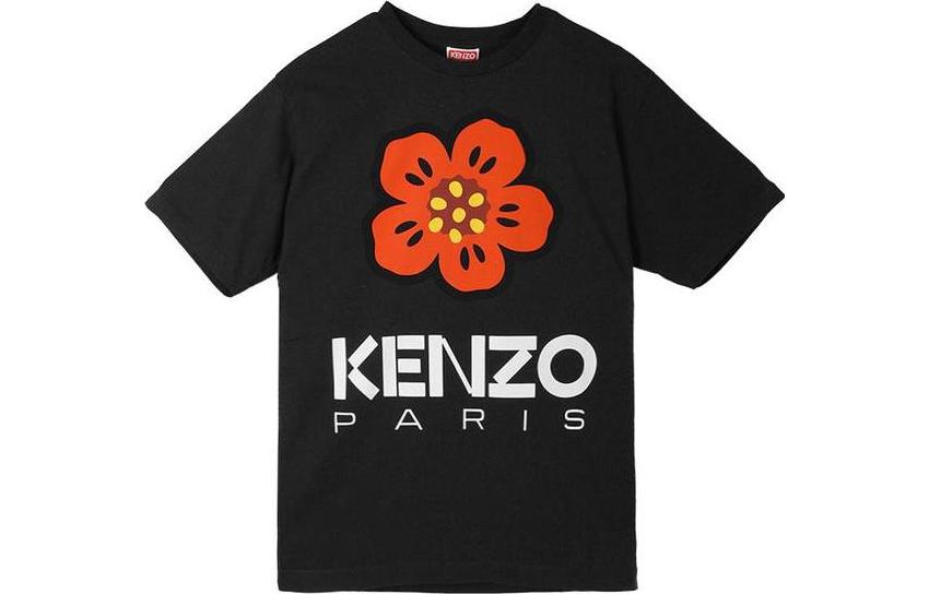 Order KENZO Camiseta Negra de Cuello Redondo con Logo Estampado de Manga Corta. 5TS4454-SO
