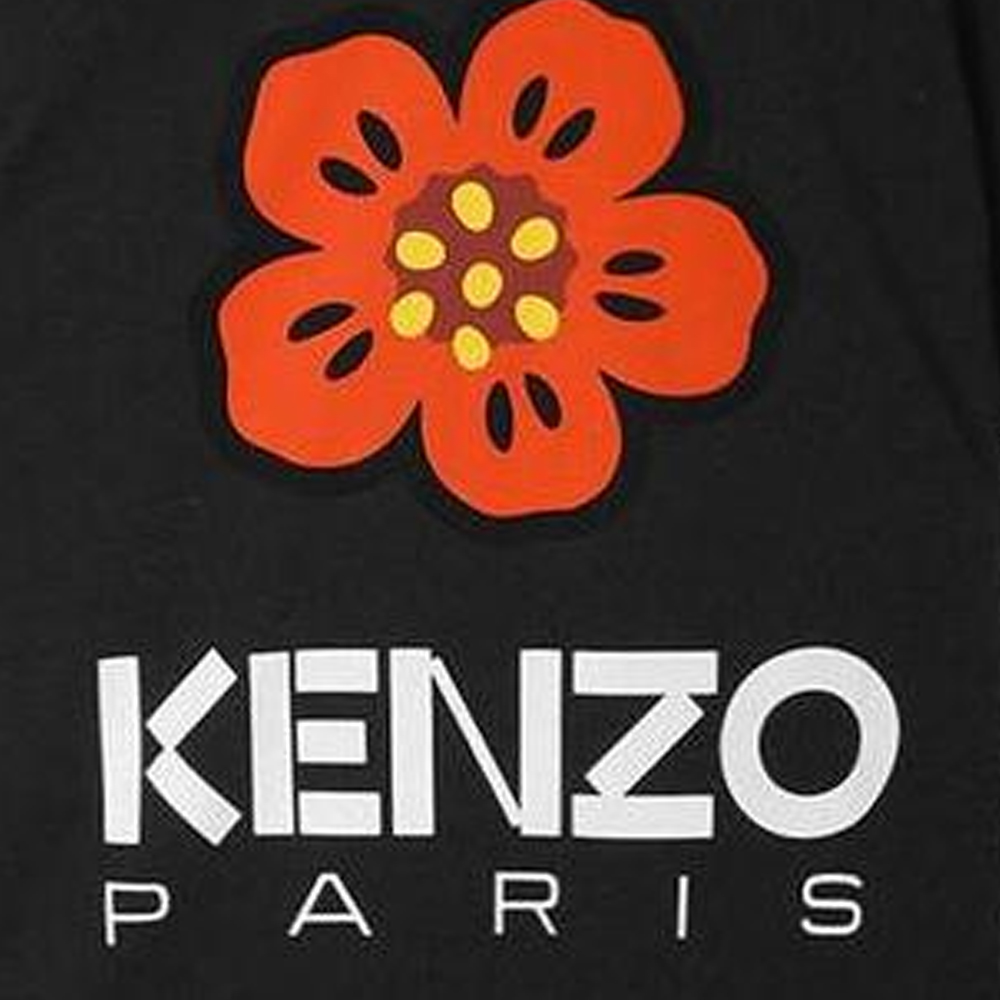 Details for KENZO Camiseta Negra de Cuello Redondo con Logo Estampado de Manga Corta. 5TS4454-SO