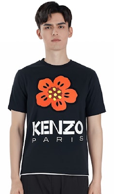 KENZO Camiseta Negra de Cuello Redondo con Logo Estampado de Manga Corta. 5TS4454-SO Sizing KENZO Camiseta Negra de Cuello Redondo con Logo Estampado de Manga Corta. 5TS4454-SO